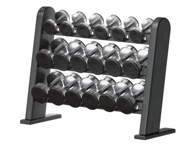 NOHrD Black DumbBells WeightBench Weight Rack  3D model