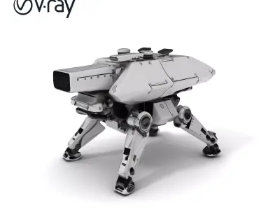 Futuristic Quadruped Robot Model Pack with Advanced Features Low-poly 3D model