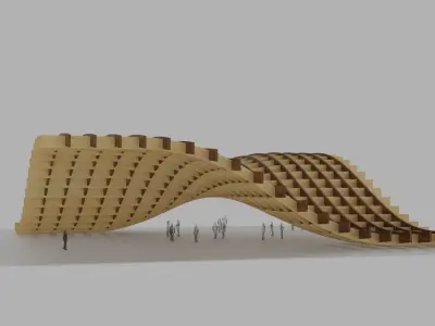 Waffle double Waves Structure 3D model