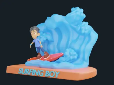 Surfing Boy 3D print model