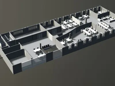 Office plan in building cut 3D model