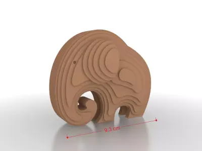 Elephant 3D Print Model wooden toy 3D model