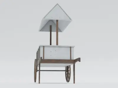 Wooden cart - Market cart Low-poly 3D model