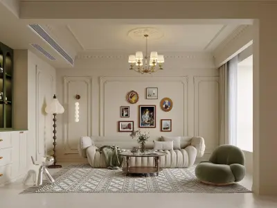 Luxury living room dining room interior scenes  04 3D model