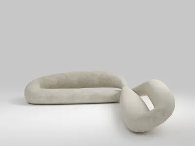 Modern sofa Low-poly 3D model 4