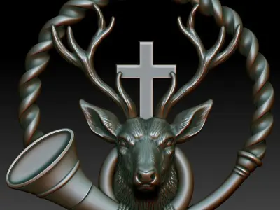 Deer with cross 3D print model