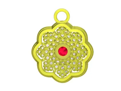 A5453 Luxury Diamond Flower Women Pendant 3D print model