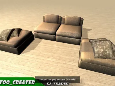 Low Poly Living-Room Sofa Collection 3d models 3D Model Pack