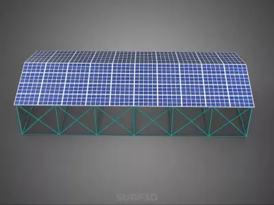 PVS SOLAR PANEL ROOF GREENHOUSE HOTHOUSE GLASSHOUSE GARDEN FARM 3D model