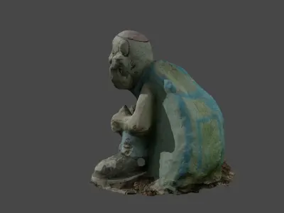 Statue of an old man with a bag Low-poly 3D model