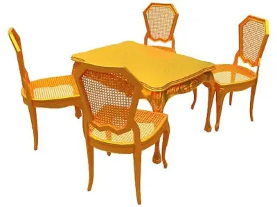 Classical Dining set Low-poly 3D model