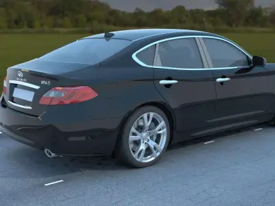 Car d infiniti on road Low-poly 3D model