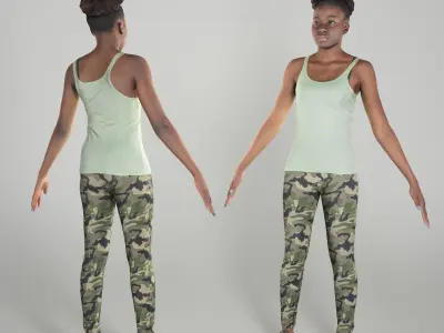 Sporty young woman in A-pose 278 Low-poly 3D model