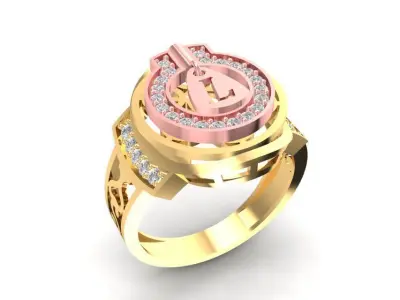 Luxury Custom Letter L Diamond Signet Ring 3D Model 2085 3D print model