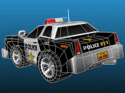 Cartoon Police Car Low-poly 3D model