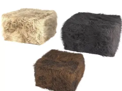 3d model of fur pouf Carito 3D model