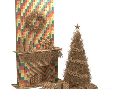 Christmas Decorative set 3D model 4