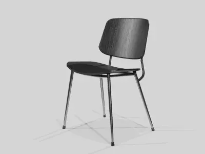Soborg Metal Base Chair-Black lacquered and Black Steel Low-poly 3D model