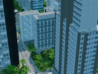 City Downtown Skyscraper Street 05 - DAY Low-poly 3D model