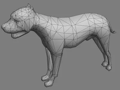 pitbull dog Low-poly 3D model