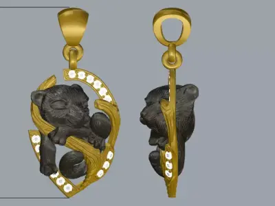 Tiger baby pendant Free 3D print model