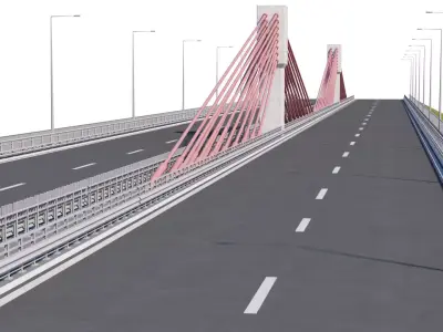 Bridge span with a suspension structure 3D model