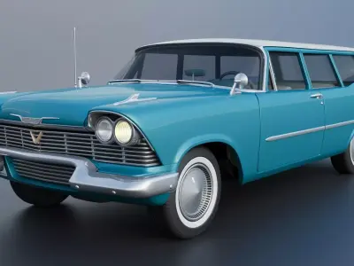 Plymouth Suburban 2Door 1958 3D print model