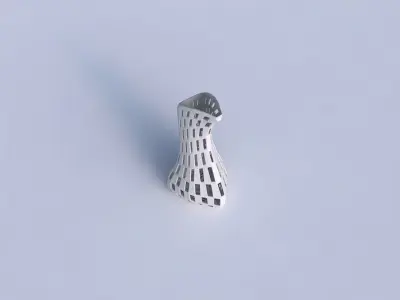 Vase puffy bent triangle with checker grid lattice 3D print model