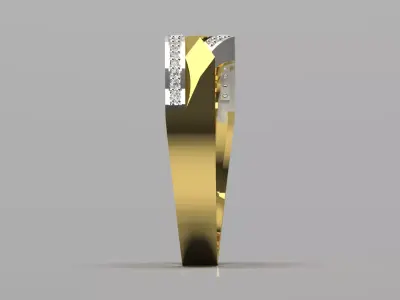 Two-tone Gold STL Ring with Diamonds Model jr00183 3D print model