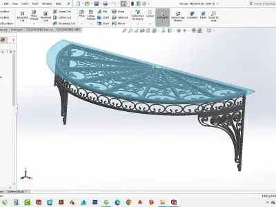 3D glass roof decorative iron for villa 3D model