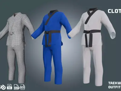 taekwondo  judo outfit - clothyfic outfit Low-poly 3D model