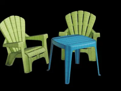 Plastic Table And Chairs For Kids 3D model