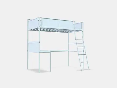 VITVAL Loft bed frame with desk top Low-poly 3D model