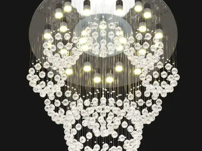 Round Modern K9 Crystal Sparkle Luxury Rain Drop Chandelier 3D model