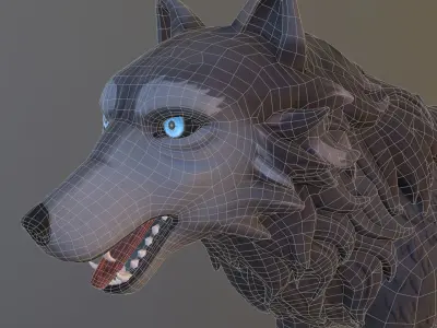Game ready rigged wolf Low-poly 3D model