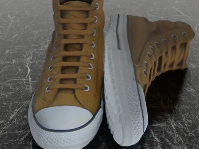 CONVERSE 3D SHOES - BROWN Low-poly 3D model