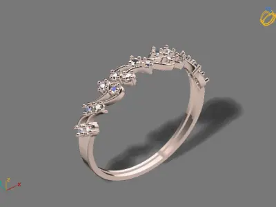 Womens Diamond Signet Ring Women Rings 3dmodels 3D print model 3D print model 11