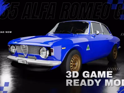 3D Game Ready Alfa Romeo GTA Car Model Low-poly 3D model
