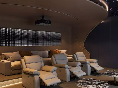 Luxury Home Cinema Interior Villa Theater 3Ds Max FBX 3D model 3D model