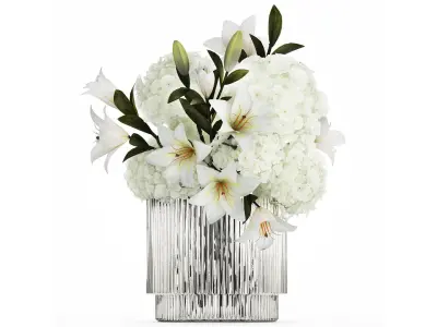 Bouquet Of Flowers Vase Hydrangea Lilies 511 3D model
