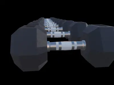 Dumbbell Set Low-poly 3D model