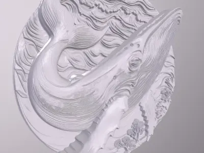 Blue Whale 3 basrelief for 3D printing 3D print model