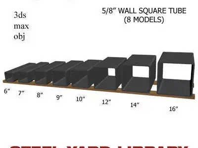 5 8in Wall Square Tube 3D model