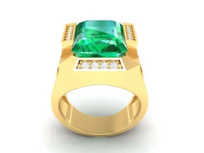 Luxury Rectangular Gemstone Ring for Men  388 3D print model