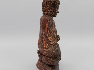 wooden Buddha statue - photoscan Low-poly 3D model