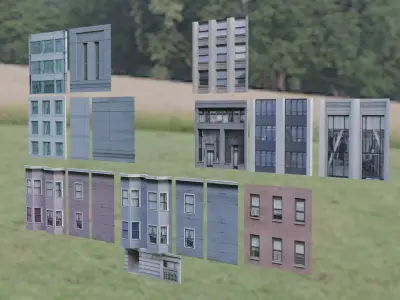 Lowpoly Apartments and Buildings to assemble 3D model