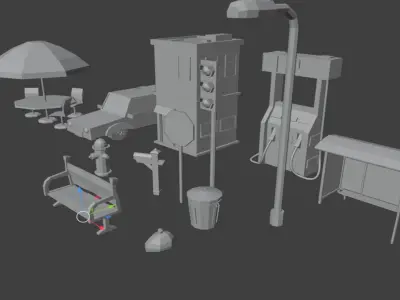 LOW POLY CITY ASSETS Low-poly 3D model