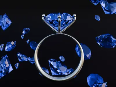 Exquisite Blue Diamond Ring with  Silver  Free low-poly 3D model