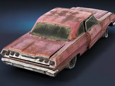 Chevrolet Impala 1963 Rusty Low-poly 3D model