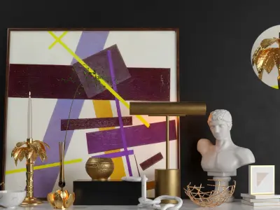Dresser with decor 2 3D model